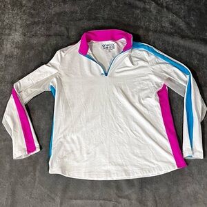 Ibkul Color Block Long Sleeve Mock Womens Golf Quarter-Zip size XL